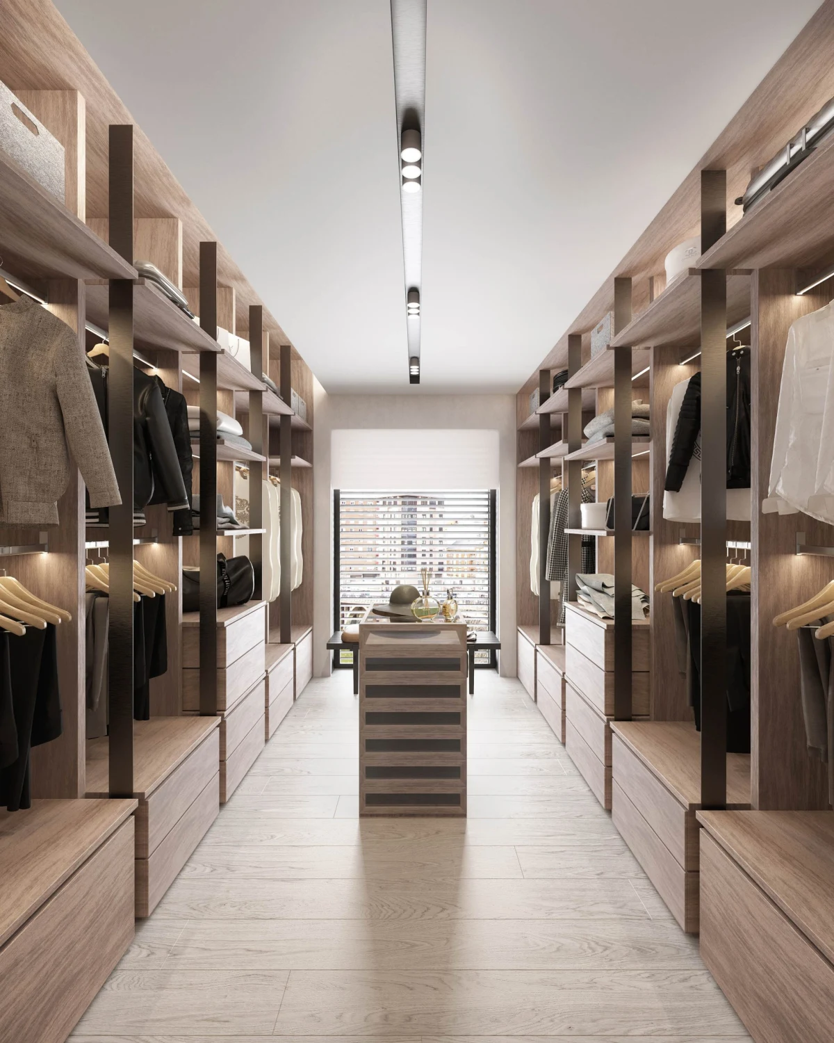 P2_Vestidor Ponferrada_01 Casa JR walk-in wardrobe with illuminated storage