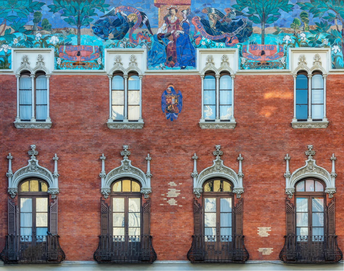 Decorated brick facade of the Villandrando building in Palencia