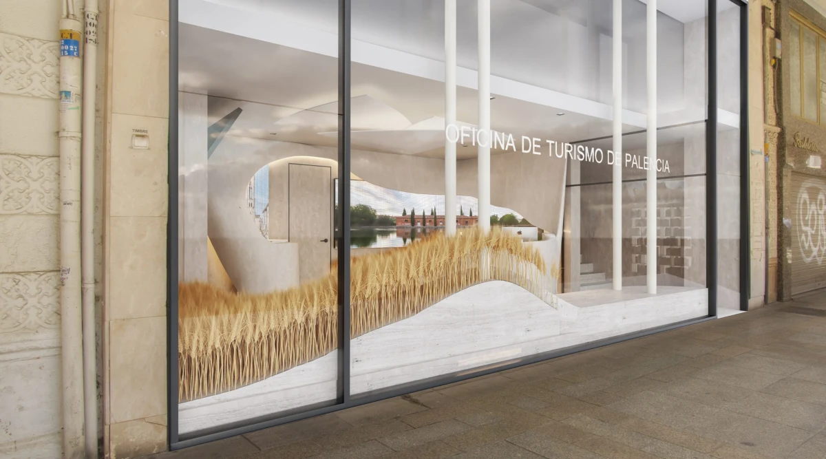 Villandrando exhibition viewed through glazed partitions