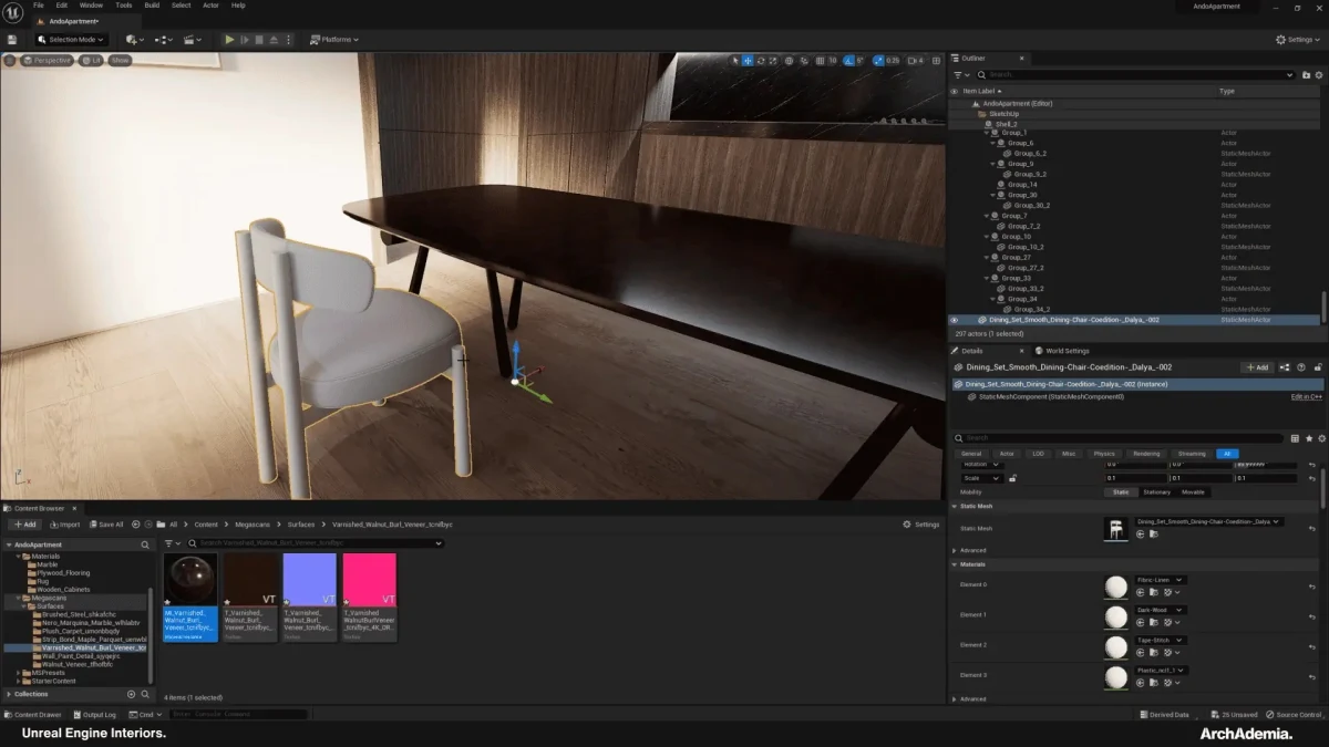 Architectural visualization software interface