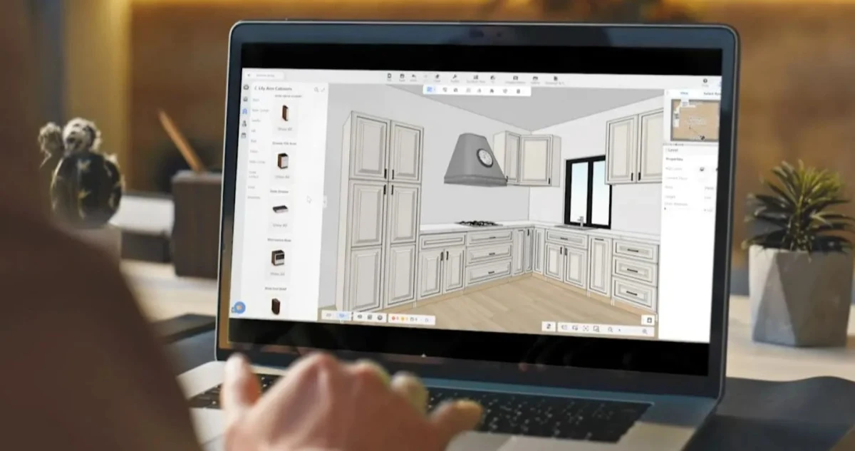 Interior design software displayed on a laptop