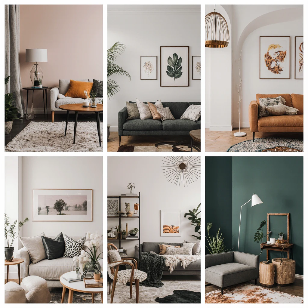 Collection of interior design concepts generated with AI